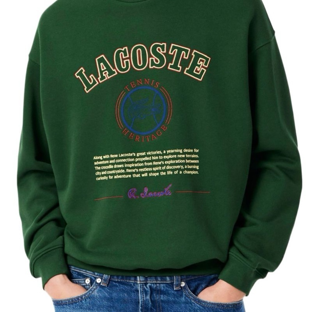 Sz Various Lacoste Heritage Embroidery Fleece - pine green